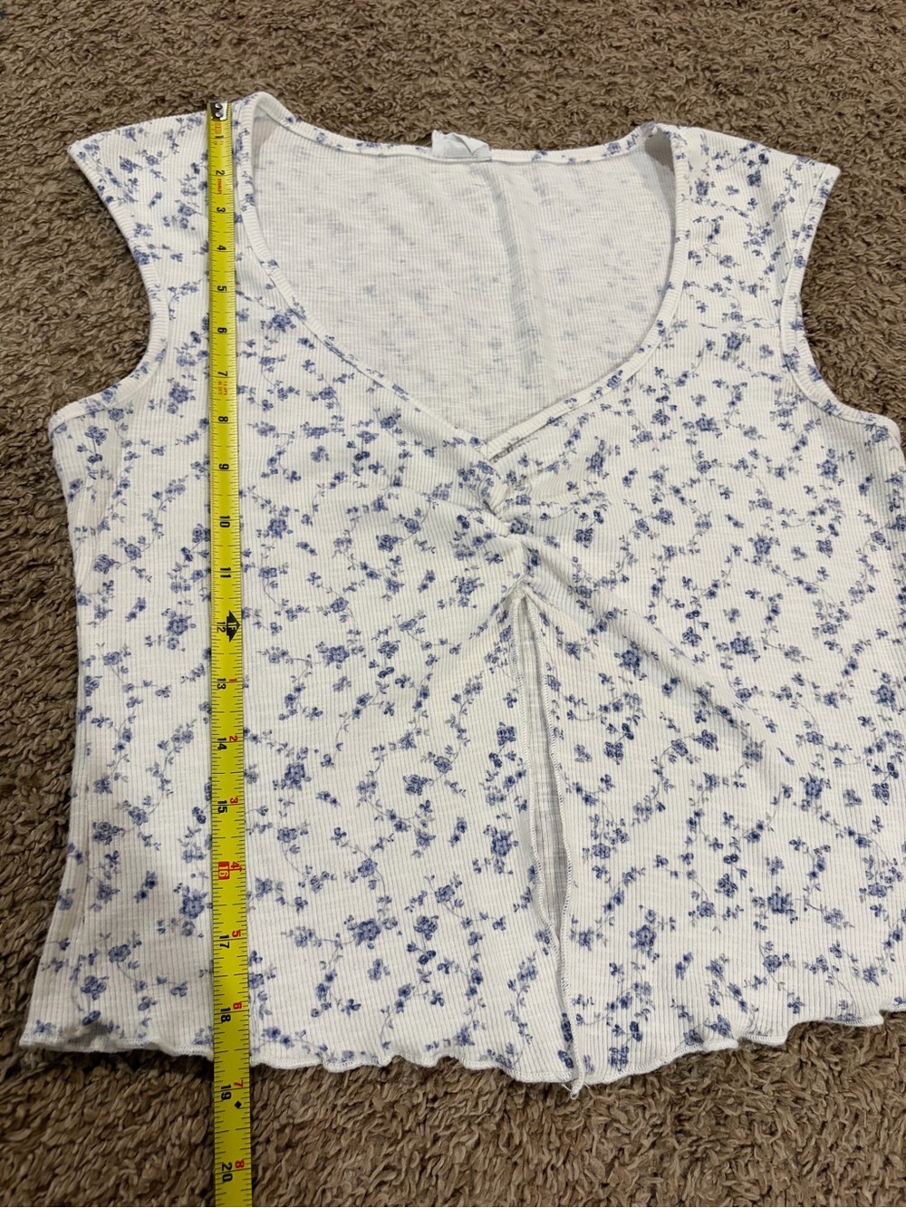Cotton On Women’s Chelsea Open Front Ditsy Dusk Blue Floral Cottagecore Top SZ L - Picture 6 of 10